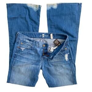 7FAMK Bootcut Jeans SZ 26P Lexie Low Rise Bleached Denim Distressed